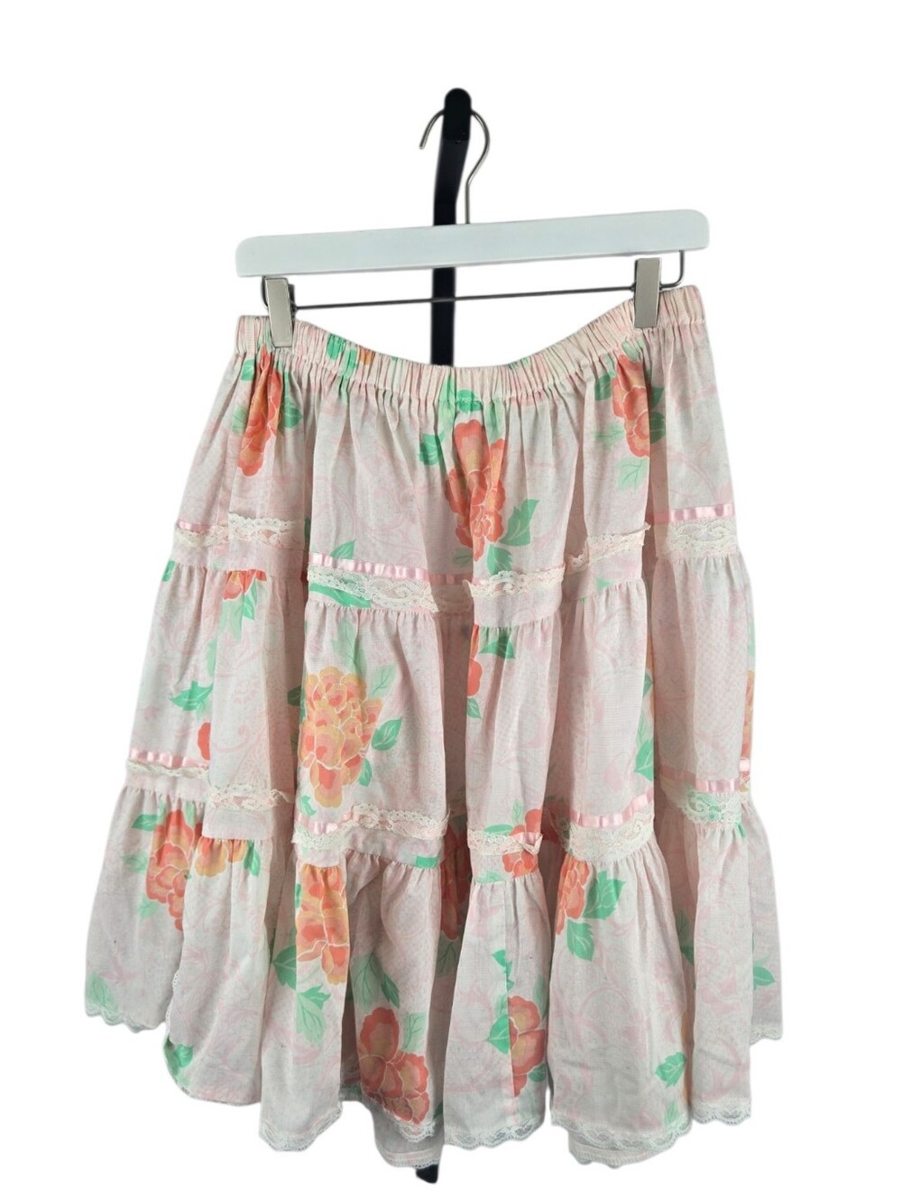 Vintage Pitchfork Brand Square Dance Skirt Pink Floral Size XL